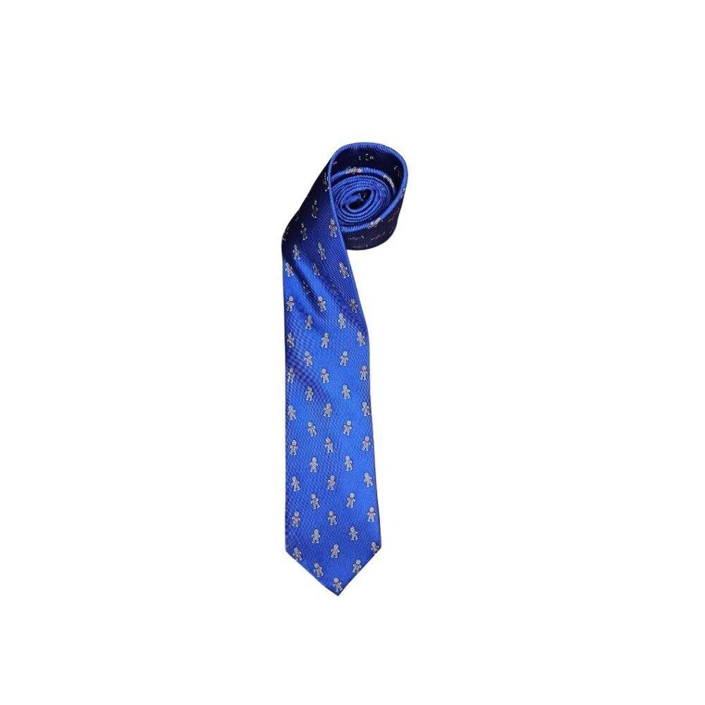 J Crew Silk Purple Tie with Gingerbread Men